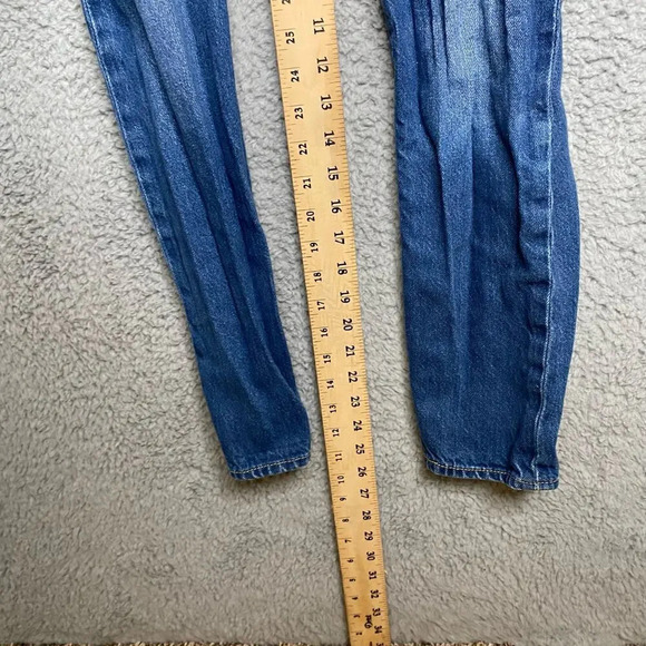 Vintage Levis dark wash bib denim overalls womens skinny fit stretch Small - Picture 11 of 14